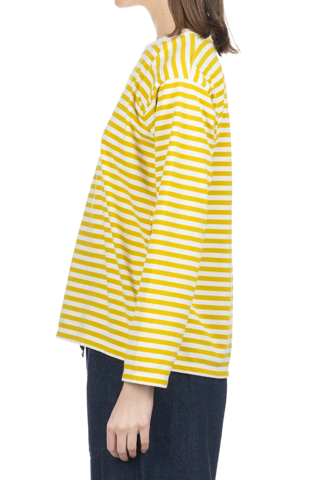Clearance Nanamica COOLMAX Stripe Jersey LS Tee - Yellow x Natural