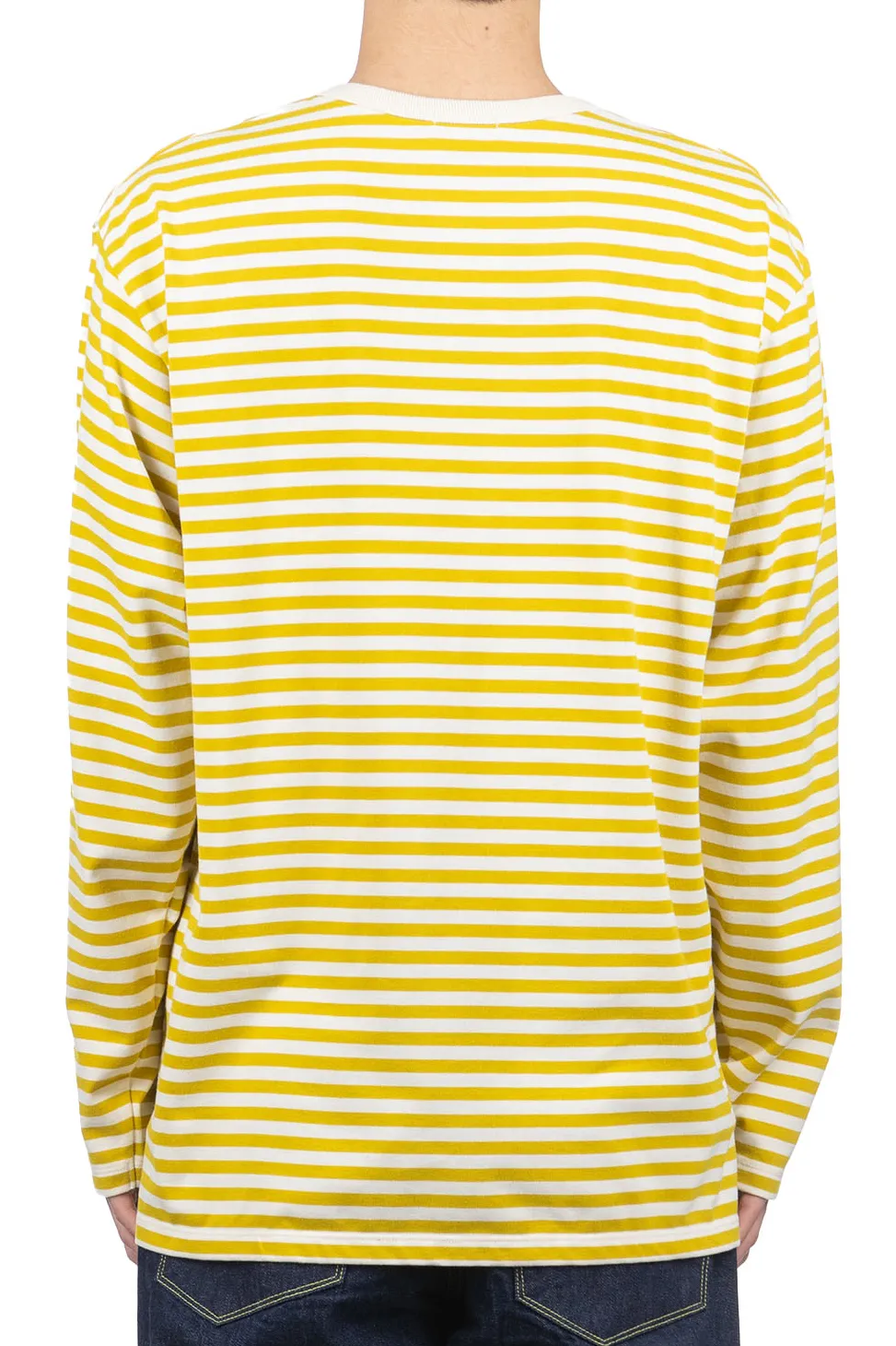 Outlet Nanamica COOLMAX Stripe Jersey LS Tee - Yellow x Natural