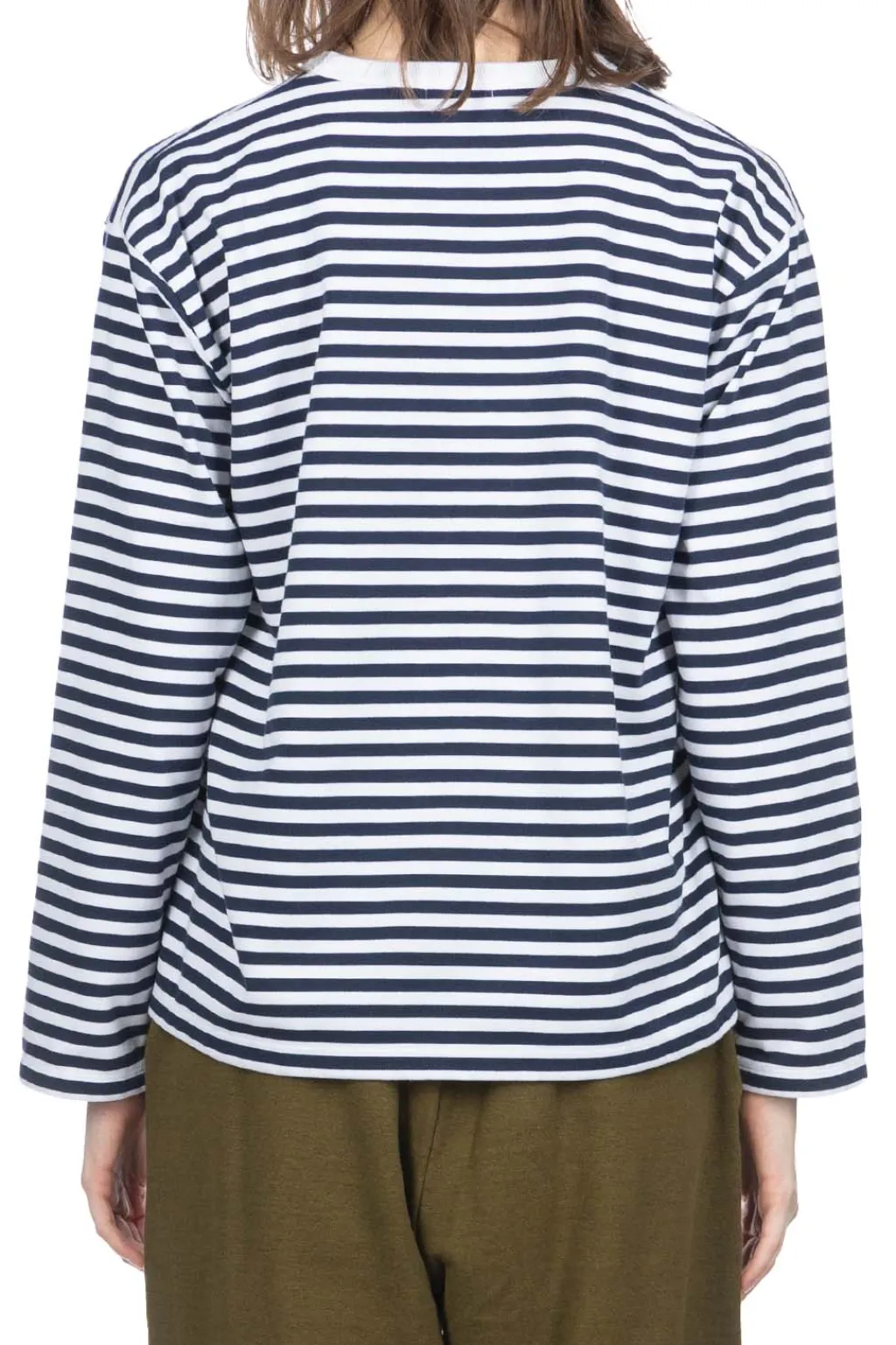 Fashion Nanamica COOLMAX Stripe Jersey LS Tee - Navy x White