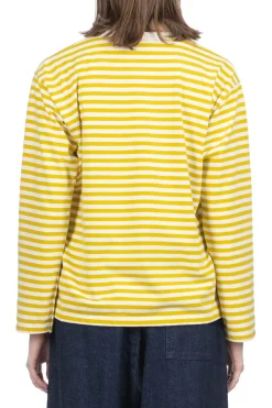 Clearance Nanamica COOLMAX Stripe Jersey LS Tee - Yellow x Natural