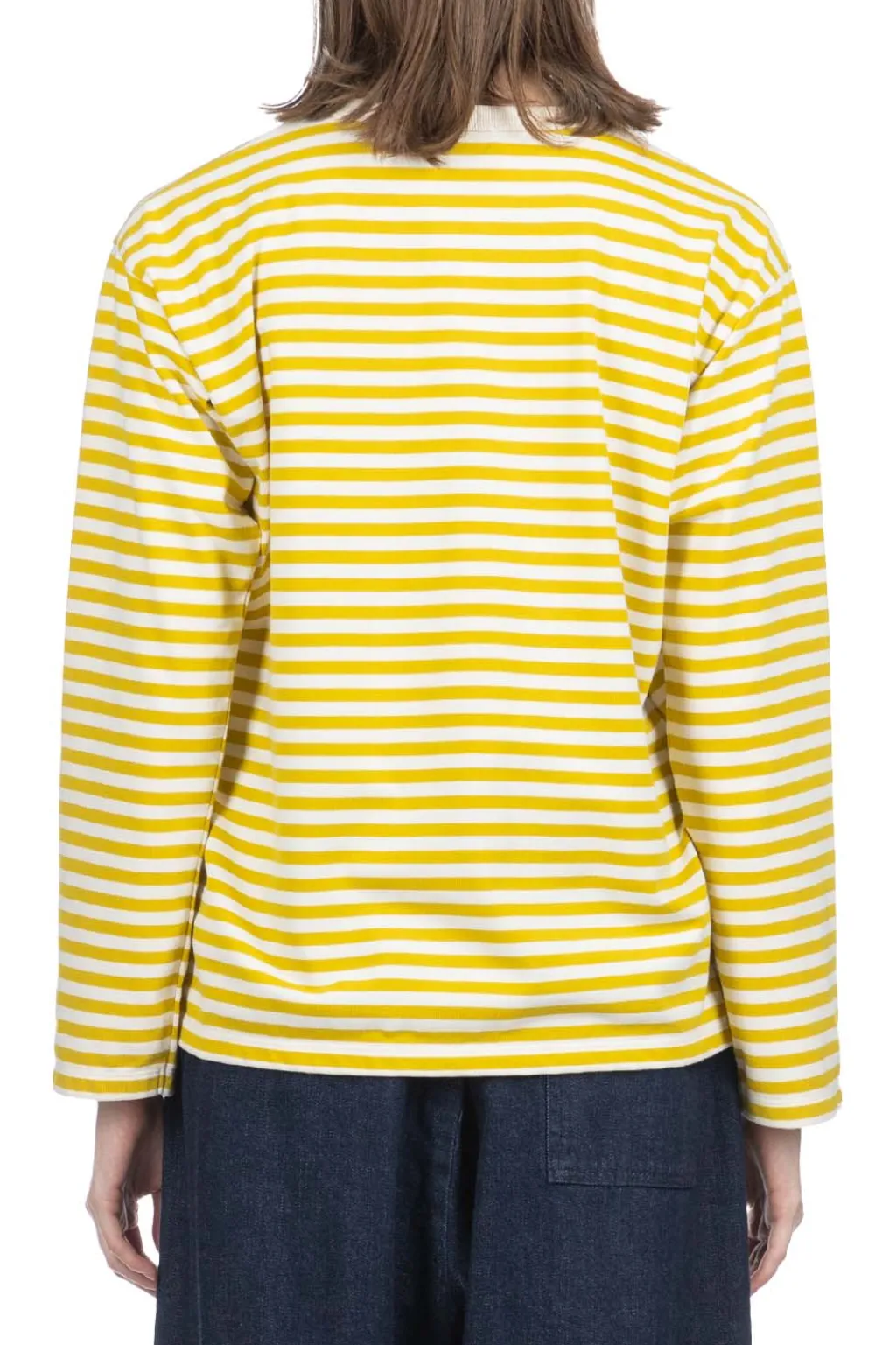 Clearance Nanamica COOLMAX Stripe Jersey LS Tee - Yellow x Natural