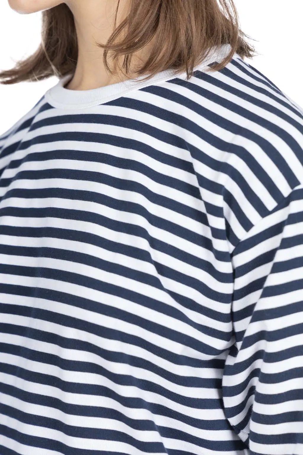 Fashion Nanamica COOLMAX Stripe Jersey LS Tee - Navy x White