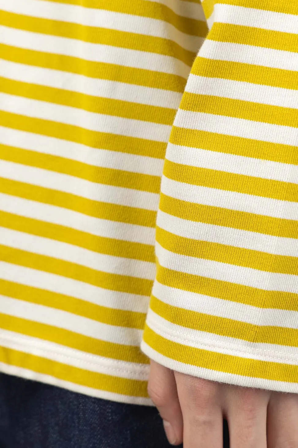 Outlet Nanamica COOLMAX Stripe Jersey LS Tee - Yellow x Natural