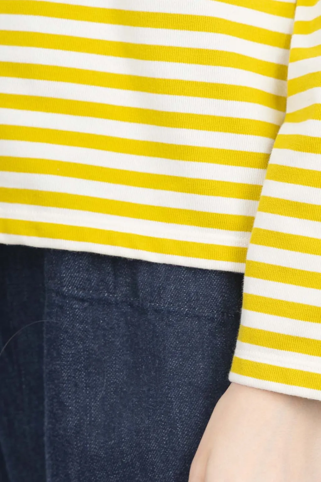Clearance Nanamica COOLMAX Stripe Jersey LS Tee - Yellow x Natural