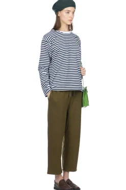 Fashion Nanamica COOLMAX Stripe Jersey LS Tee - Navy x White