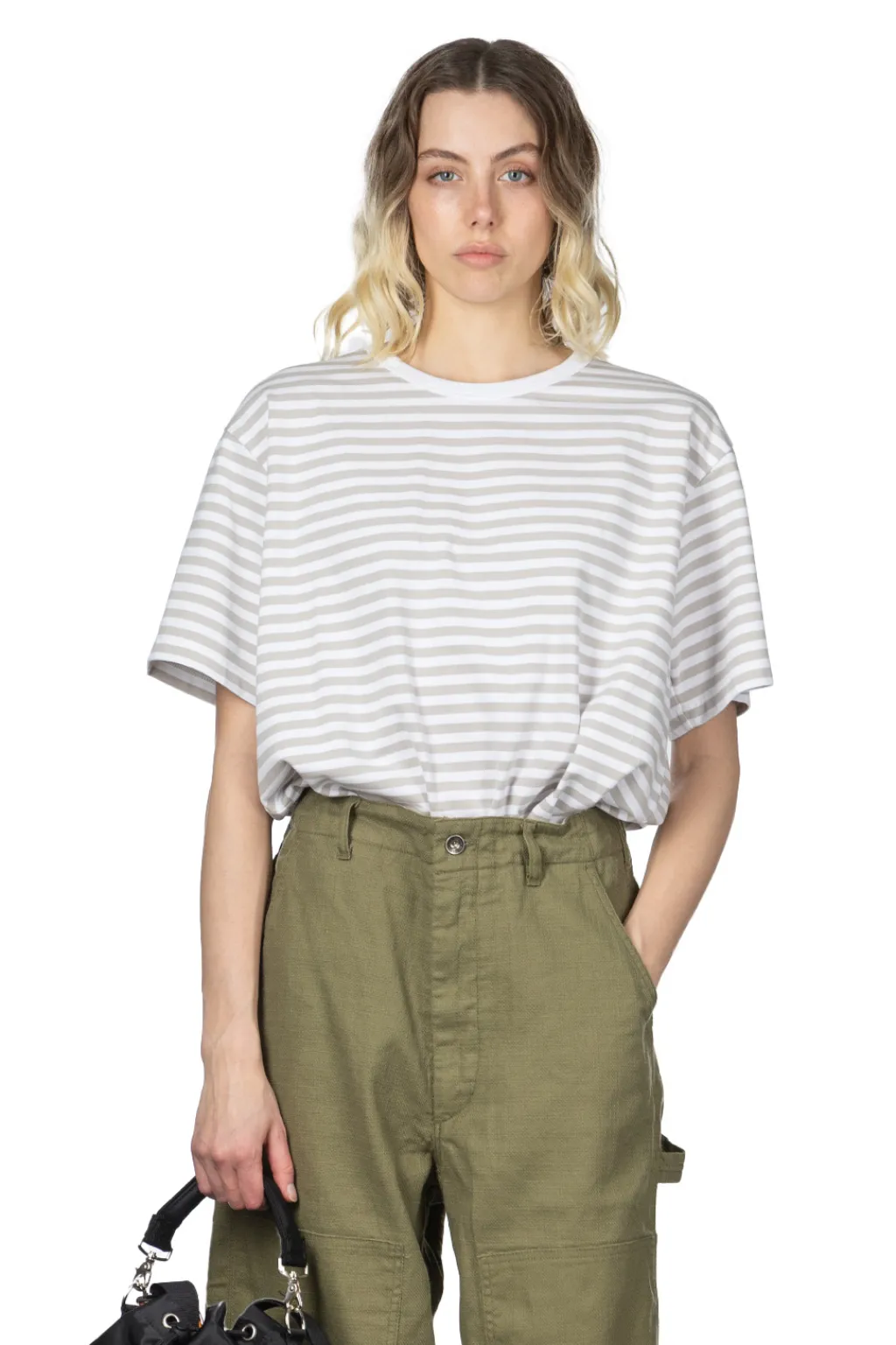 Best Nanamica Coolmax Stripe Jersey Tee - Sand Beige x White