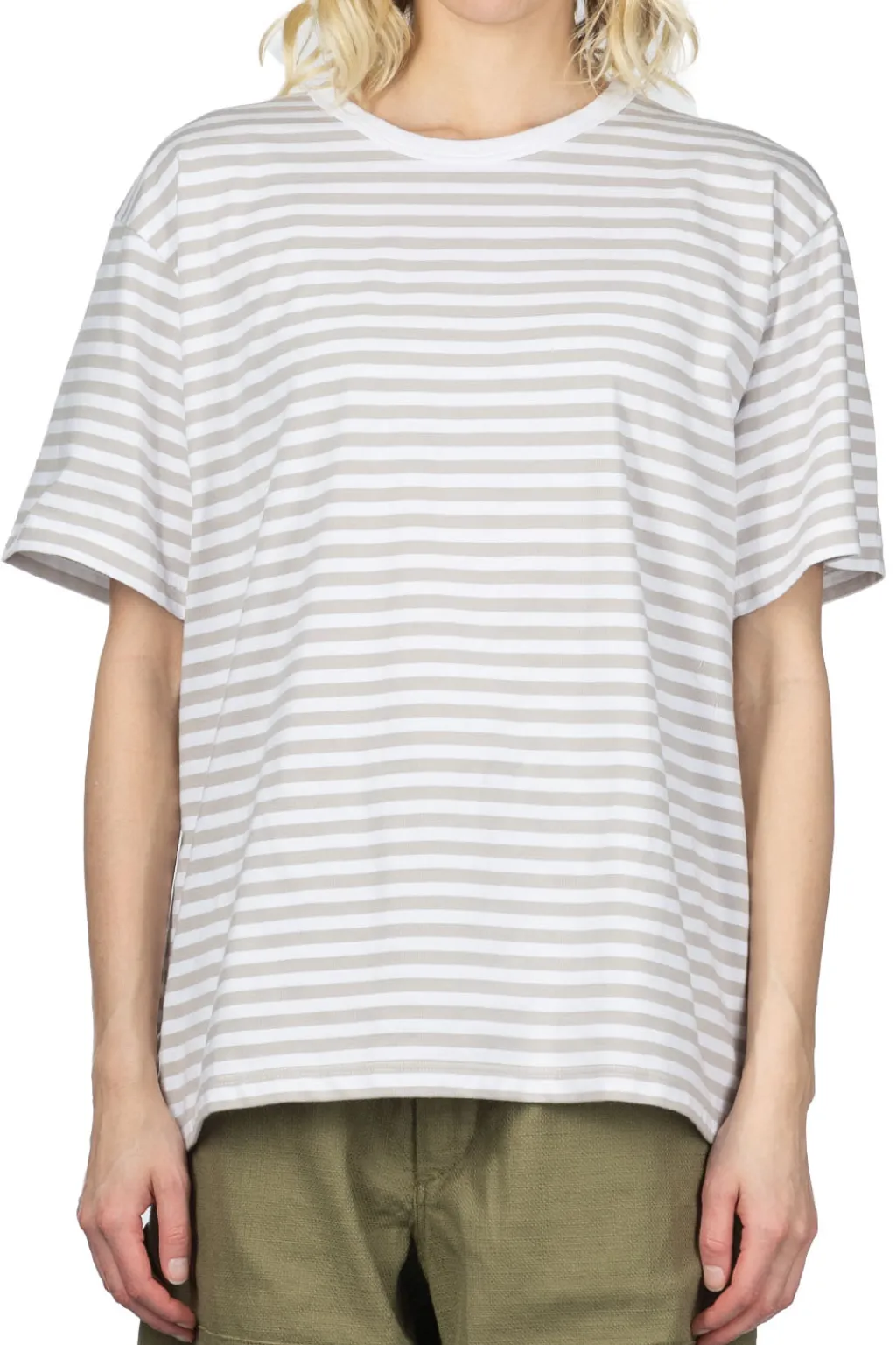 Best Nanamica Coolmax Stripe Jersey Tee - Sand Beige x White