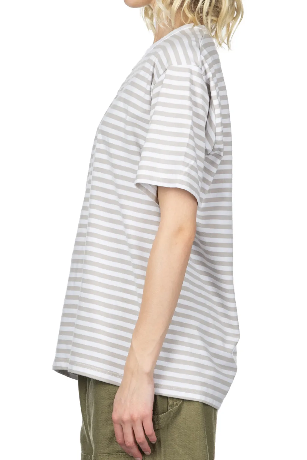 Best Nanamica Coolmax Stripe Jersey Tee - Sand Beige x White