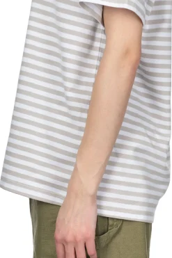 Best Nanamica Coolmax Stripe Jersey Tee - Sand Beige x White