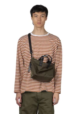 Clearance Nanamica COOLMAX Stripe Jersey US Tee - Men - Sunset Orange White