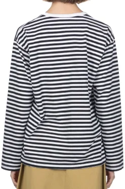 Sale Nanamica COOLMAX Stripe Jersey US Tee - Black White