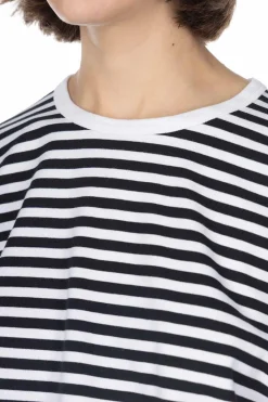 Sale Nanamica COOLMAX Stripe Jersey US Tee - Black White