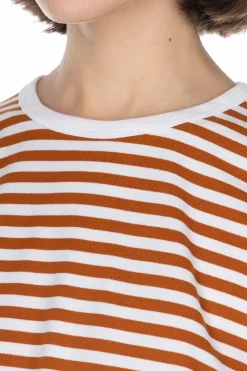 Fashion Nanamica COOLMAX Stripe Jersey US Tee - Sunset Orange White