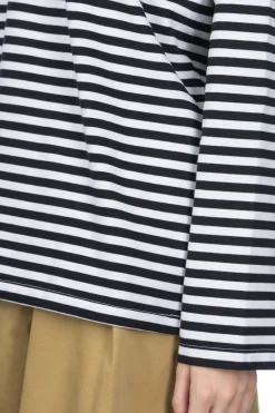 Sale Nanamica COOLMAX Stripe Jersey US Tee - Black White