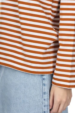 Fashion Nanamica COOLMAX Stripe Jersey US Tee - Sunset Orange White