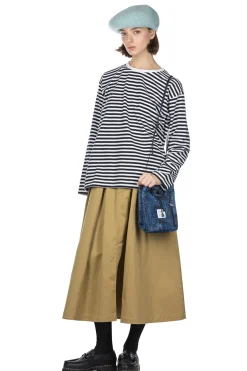Sale Nanamica COOLMAX Stripe Jersey US Tee - Black White