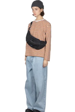 Fashion Nanamica COOLMAX Stripe Jersey US Tee - Sunset Orange White