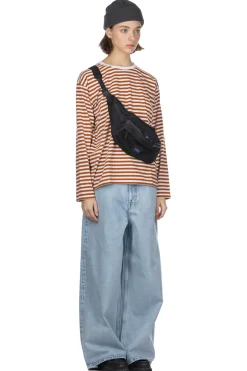 Fashion Nanamica COOLMAX Stripe Jersey US Tee - Sunset Orange White