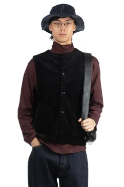 Sale Tigre Brocante Corduroy Open Pocket Vest - Black