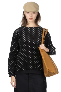 Clearance Ichi Corduroy Polka Dot Pullover - Black