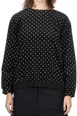 Clearance Ichi Corduroy Polka Dot Pullover - Black