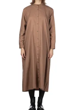 Online Ichi Cotton A line Front Open Dress - Beige