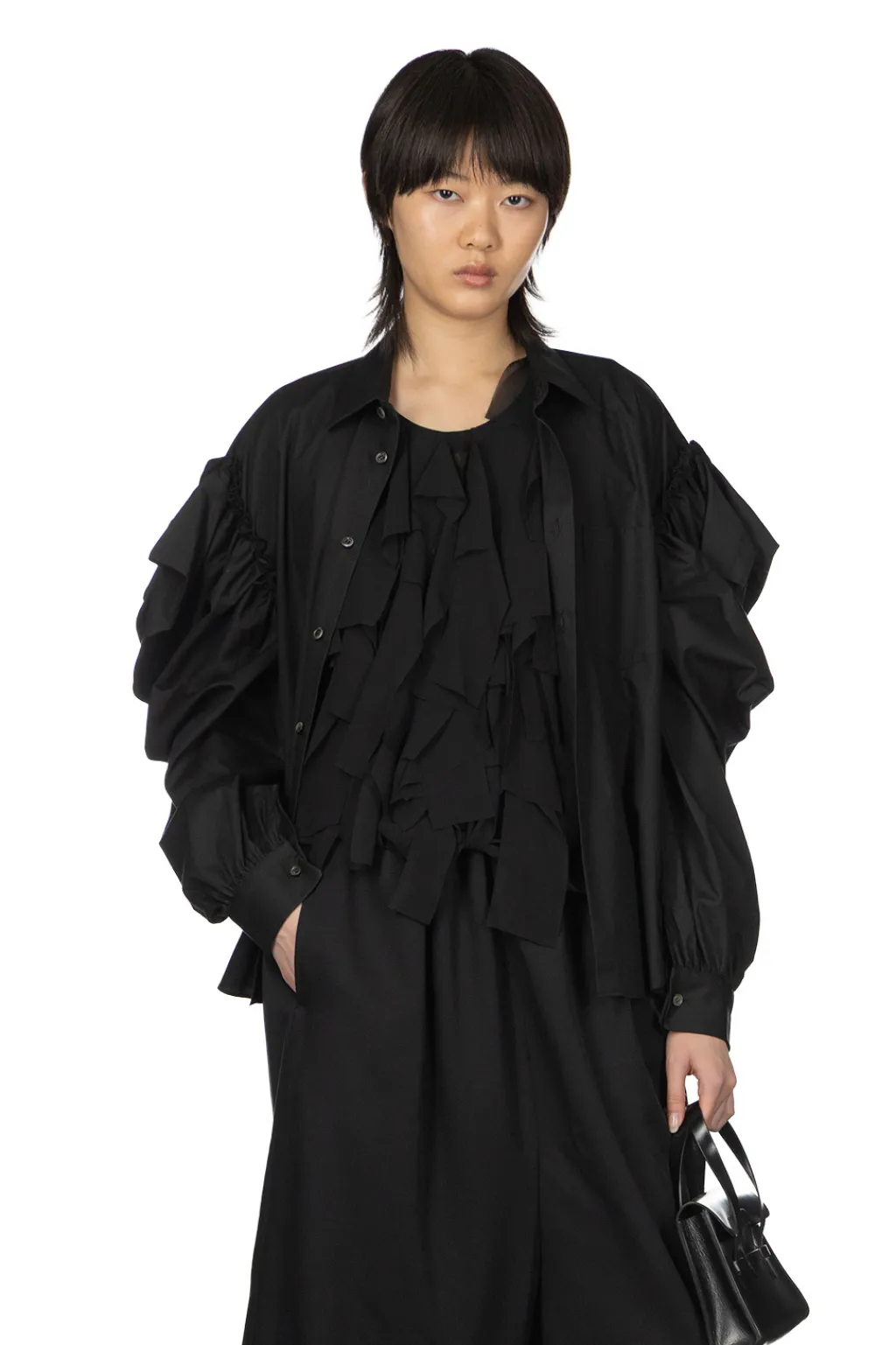 Discount Comme Des Garcons TAO Cotton Board Blouse - Black