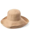 Fashion Cableami Cotton Braid Capeline Wide Brim with Strap - Beige