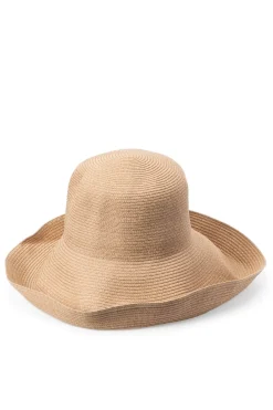 Fashion Cableami Cotton Braid Capeline Wide Brim with Strap - Beige