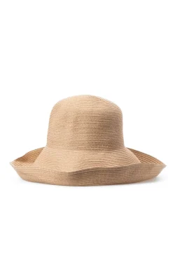 Outlet Cableami Cotton Braid Capeline Wide Brim with Strap - Beige