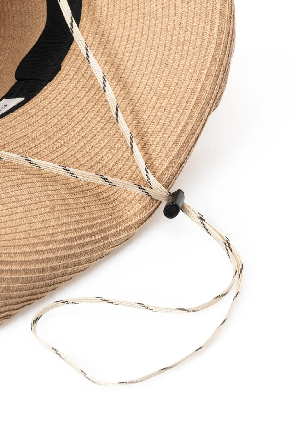 Outlet Cableami Cotton Braid Capeline Wide Brim with Strap - Beige