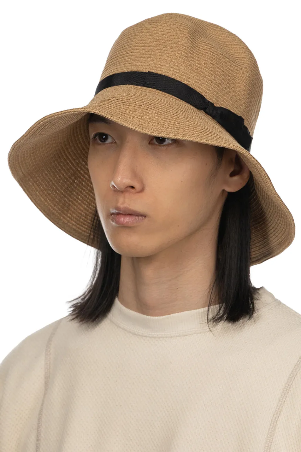 New Cableami Cotton Braid Open Crown Capeline - Beige Black