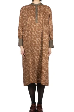 Best Nachukara Cotton Flower & Leaf Dress - Orange