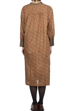 Best Nachukara Cotton Flower & Leaf Dress - Orange