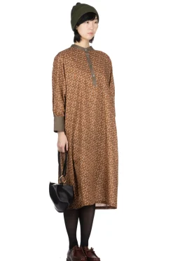 Best Nachukara Cotton Flower & Leaf Dress - Orange