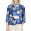 Hot Tigre Brocante Cotton Flower Esprit QT Sleeve Shirt - Blue