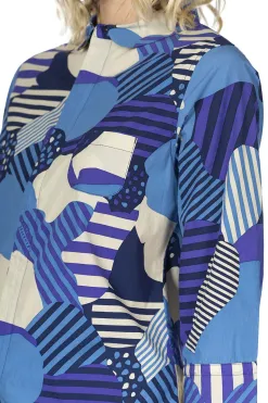 Hot Tigre Brocante Cotton Flower Esprit QT Sleeve Shirt - Blue