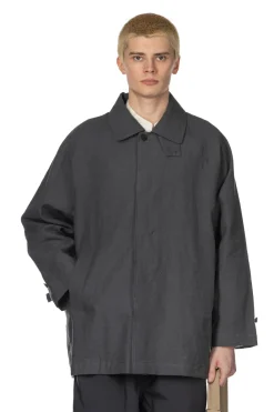 Fashion Still by Hand Cotton Half Coat - Blue Charcoal