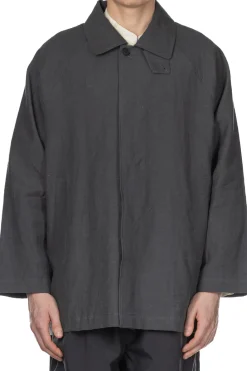 Fashion Still by Hand Cotton Half Coat - Blue Charcoal