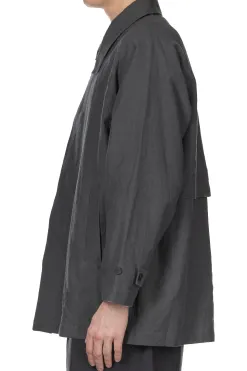 Fashion Still by Hand Cotton Half Coat - Blue Charcoal