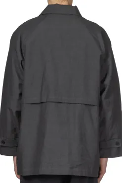 Fashion Still by Hand Cotton Half Coat - Blue Charcoal