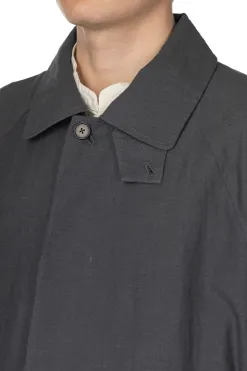Fashion Still by Hand Cotton Half Coat - Blue Charcoal