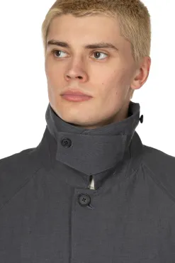 Fashion Still by Hand Cotton Half Coat - Blue Charcoal