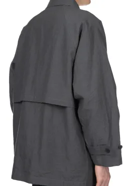 Fashion Still by Hand Cotton Half Coat - Blue Charcoal