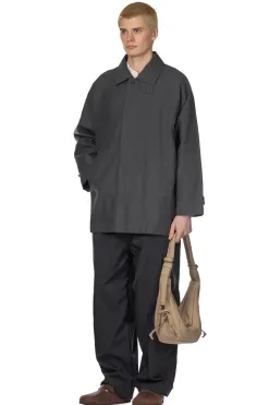 Fashion Still by Hand Cotton Half Coat - Blue Charcoal