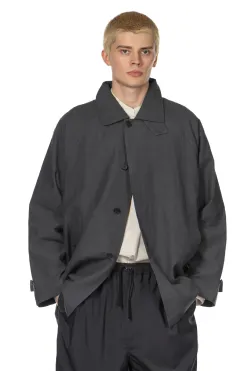 Fashion Still by Hand Cotton Half Coat - Blue Charcoal