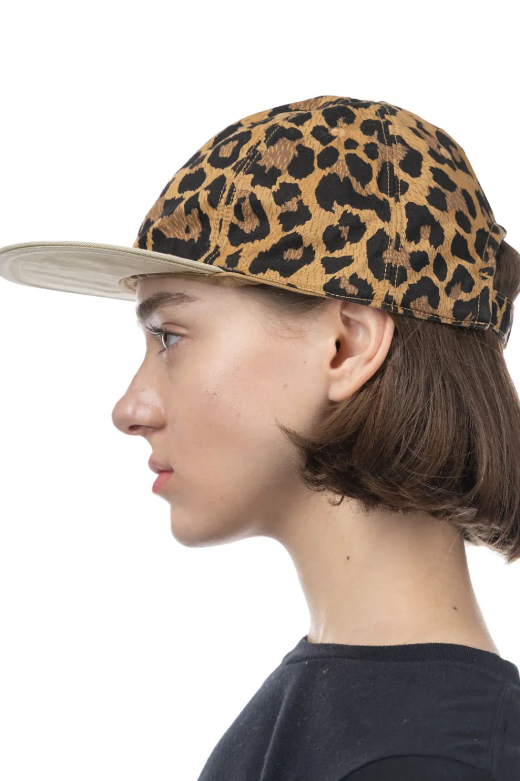 Clearance Kapital Cotton Herringbone Leopard Baseball Cap - Brown
