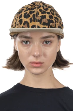 Clearance Kapital Cotton Herringbone Leopard Baseball Cap - Brown