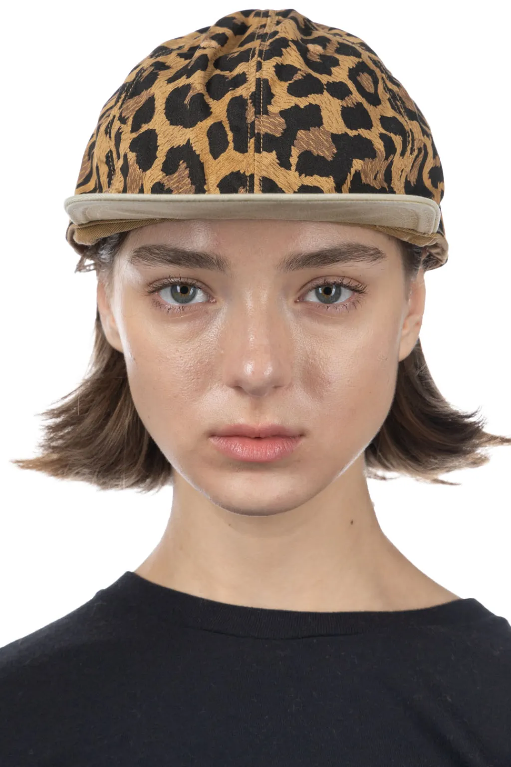 Clearance Kapital Cotton Herringbone Leopard Baseball Cap - Brown