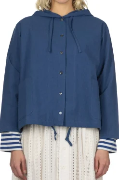 Fashion Nachukara Cotton Hooded Shirt Jacket - Blue